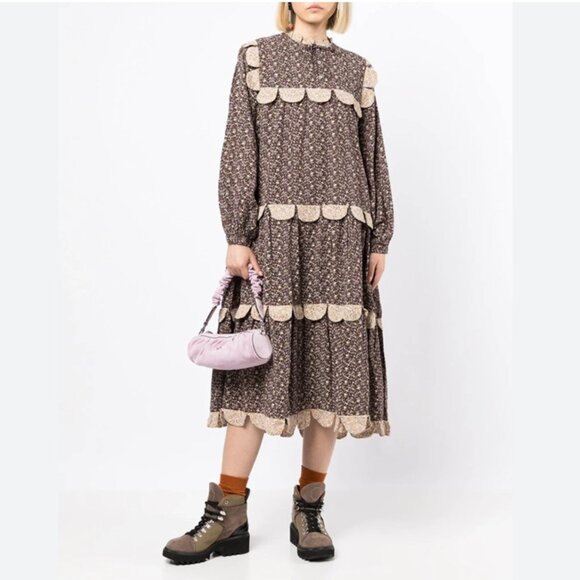 STELLA NOVA Loan Dress in Flower Bud Dark Purple Atterley In Brown - Picture 9 of 10